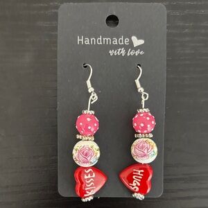 Charming Pink and Red Heart Earrings
